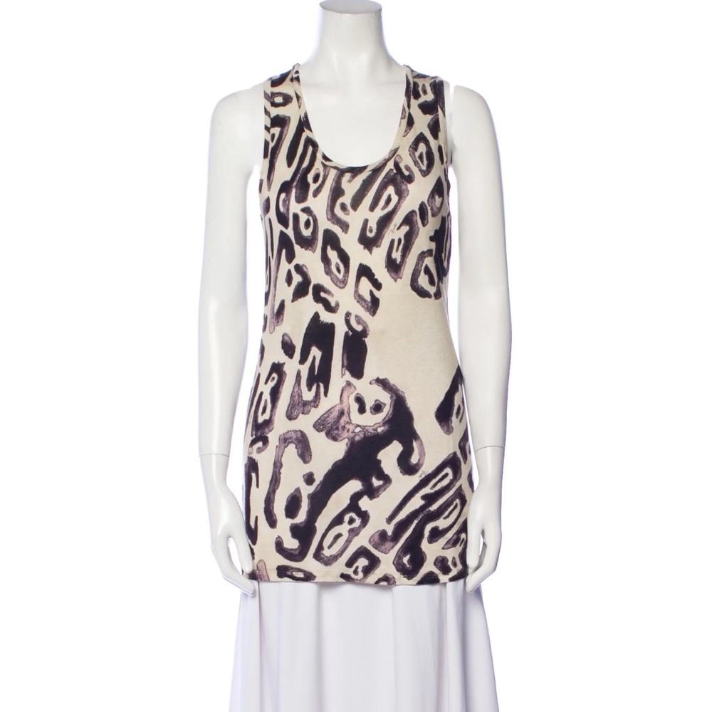 Emilio Pucci Racerback tunic, ivory with geometric purple design, EU 38